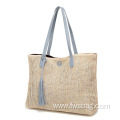 Unique straw beach bag canvas shopping bags travel handwoven shoulder tassel shoulder purse for ladies girls